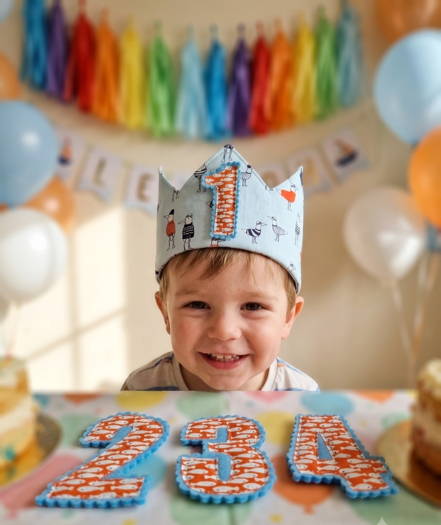 Reusable fabric crown with changeable numbers